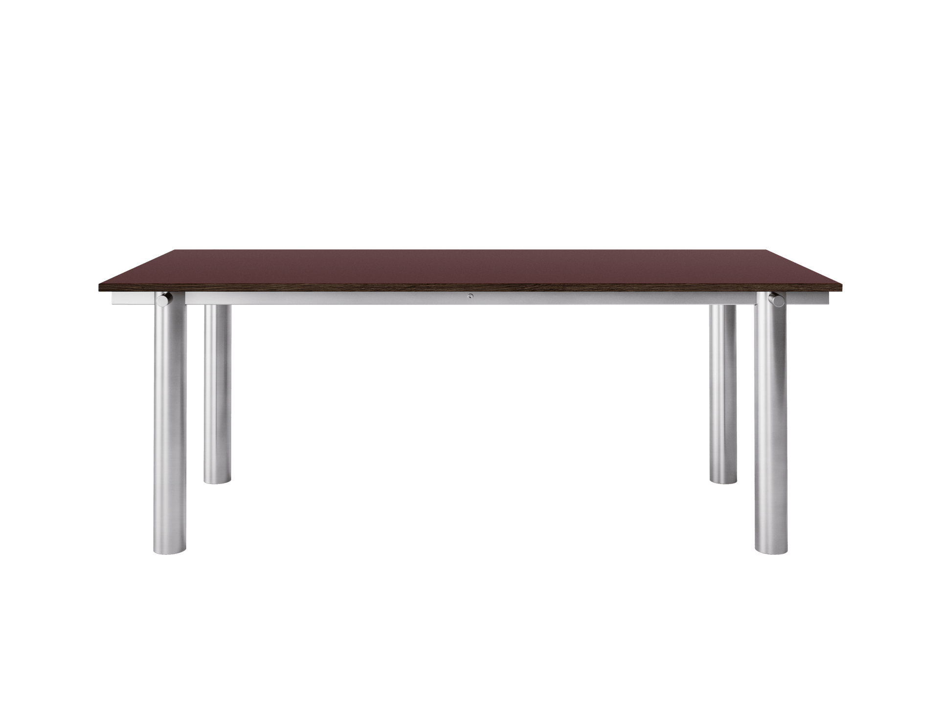 Atura Dining Table - Brushed Stainless Steel/Burgundy Linoleum