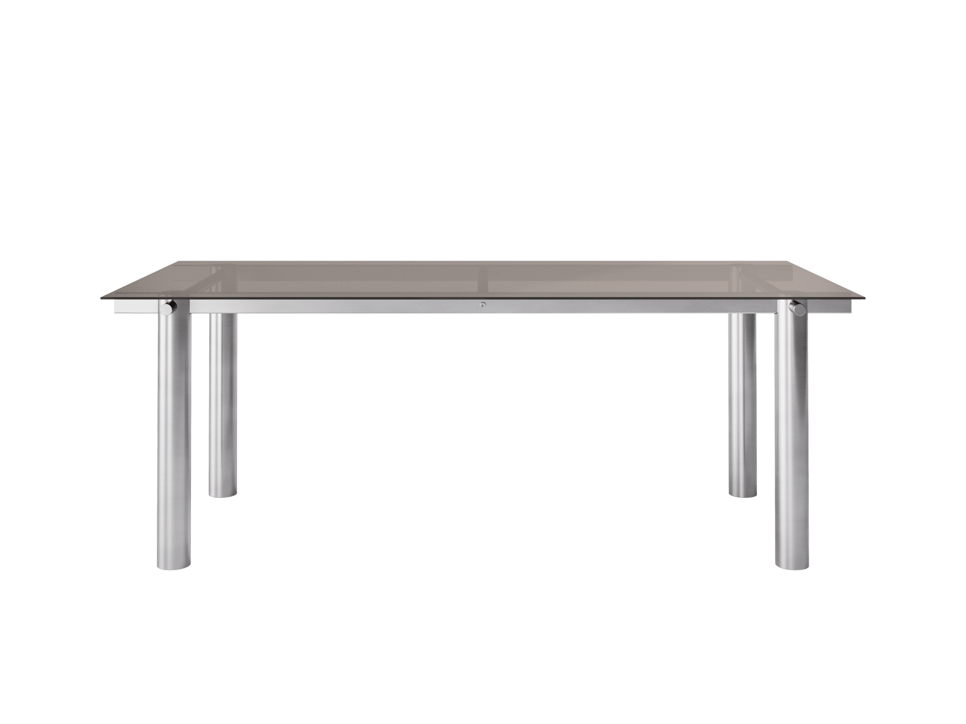 Atura Dining Table - Brushed Stainless Steel/Dark Tinted Glass