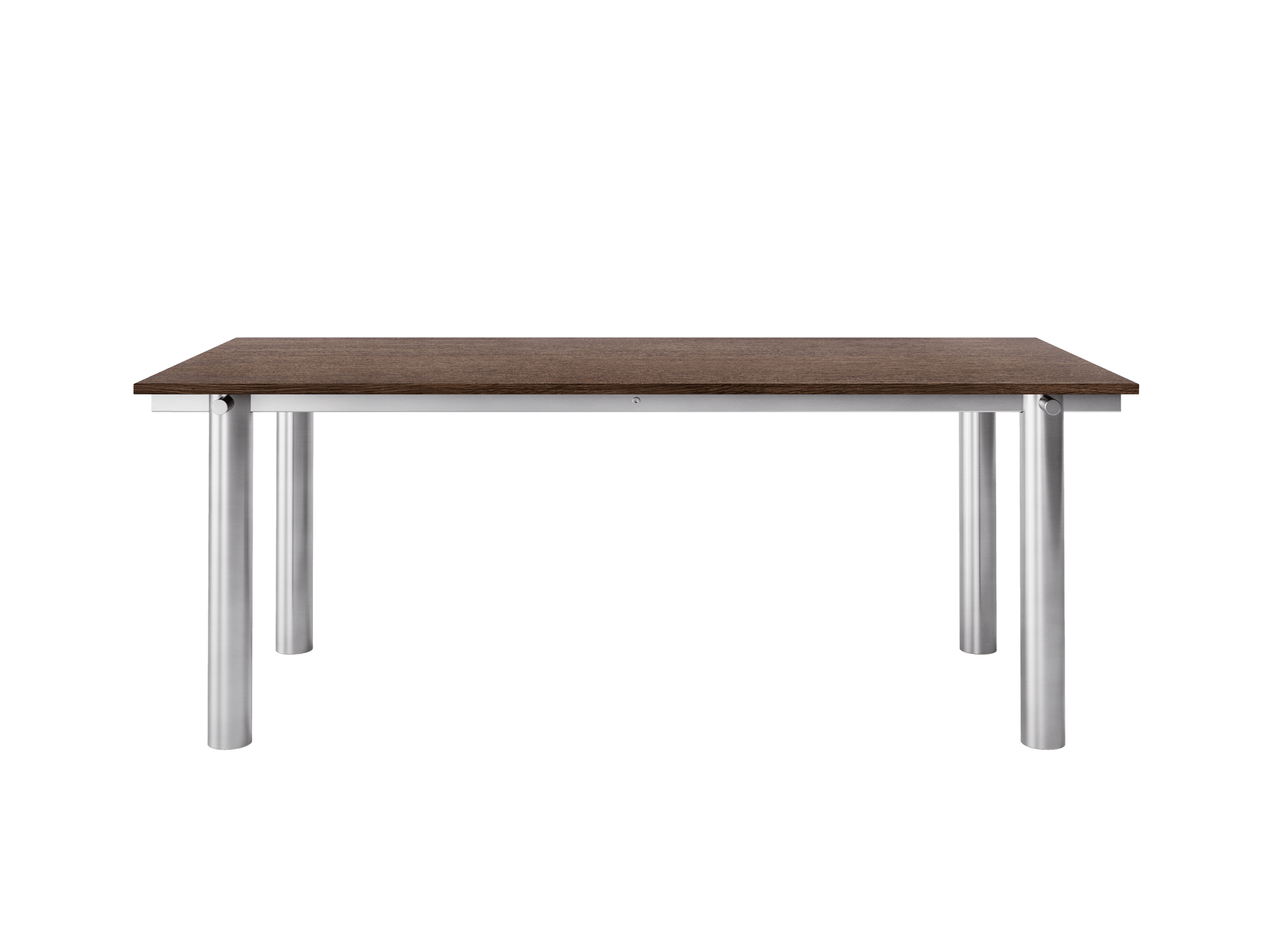 Atura Dining Table - Brushed Stainless Steel/Dark Stained Oak