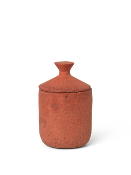 Ura Scented Candle en sienne rouge, pot en terre cuite avec couvercle à pommeau pointu