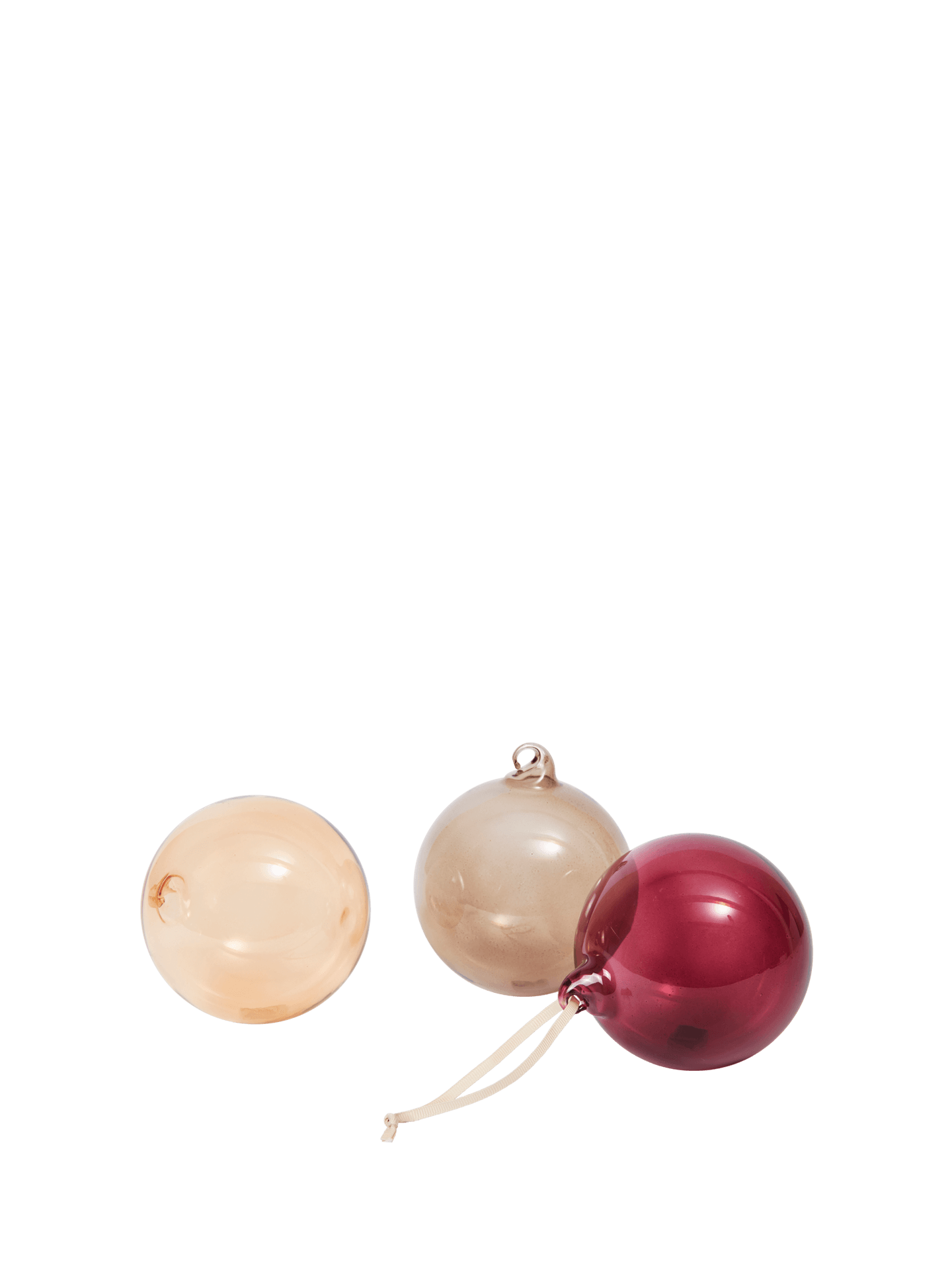 Glass Baubles - Large - Set of 3 - Roseate Translucent