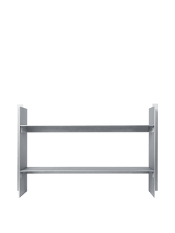 Lager Low Rack in aluminium with two open shelves