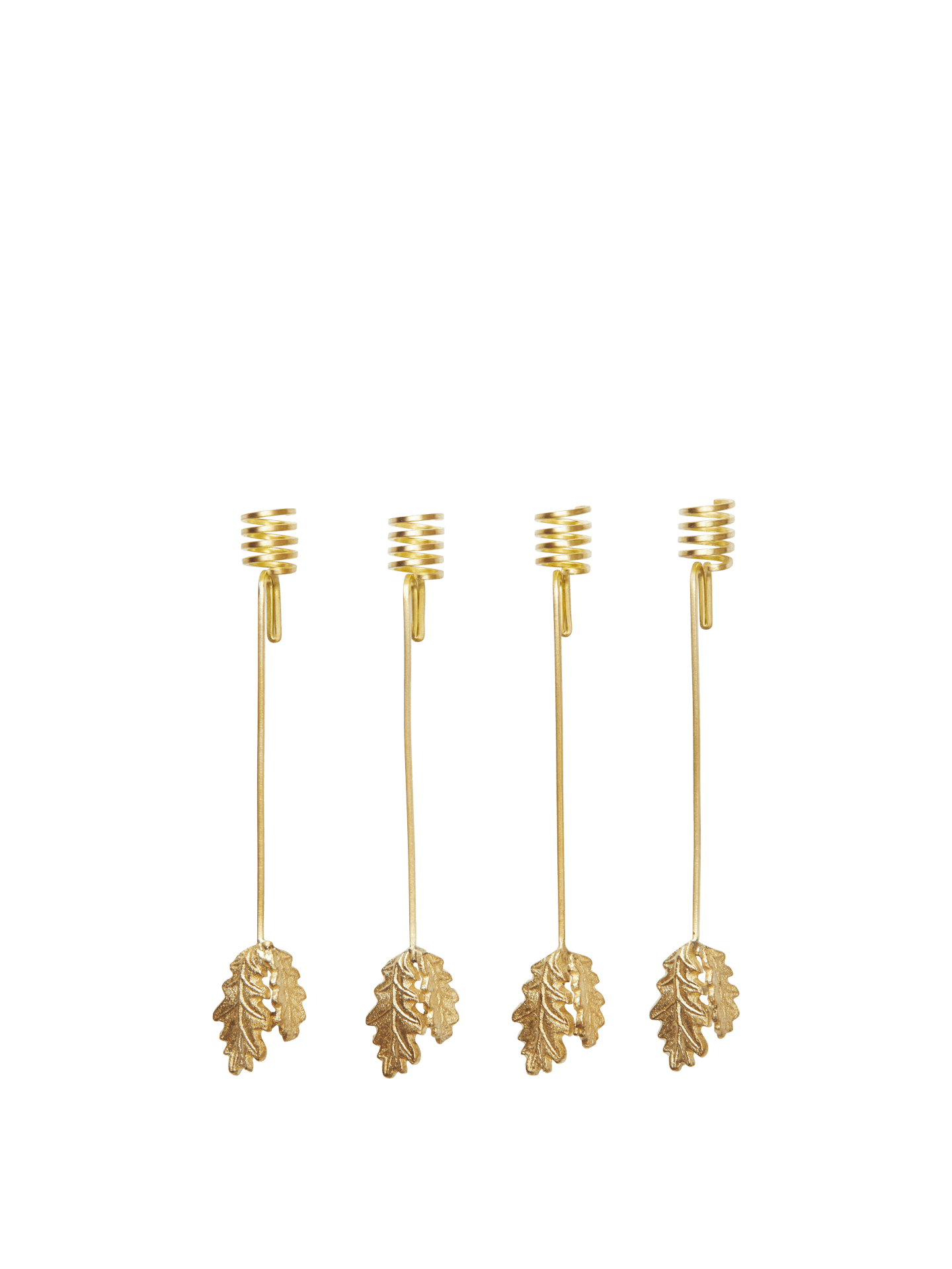 Oak Leaf Christmas Tree Candle Holders - Set of 4 - Brass