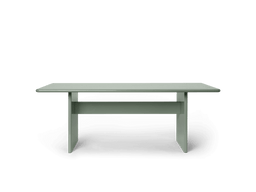 Rink Dining Table en vert thé avec bords arrondis et pieds en planches
