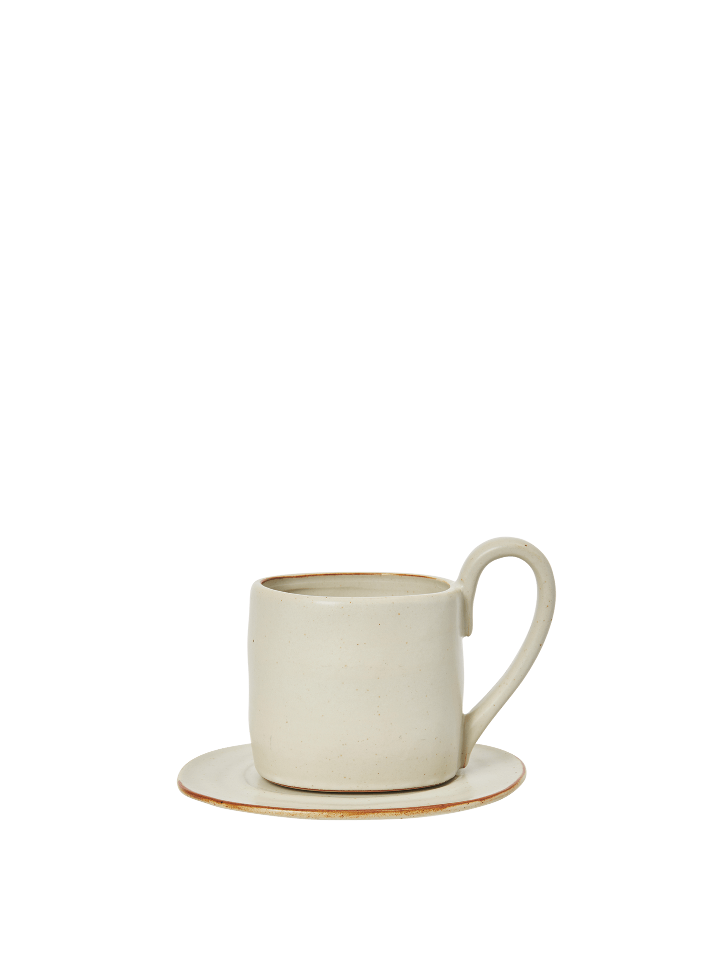 Flow Mug with Saucer - Off-White Speckle