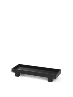 Bon Wooden Tray en chêne peint en noir, très petit, surélevé sur quatre pieds