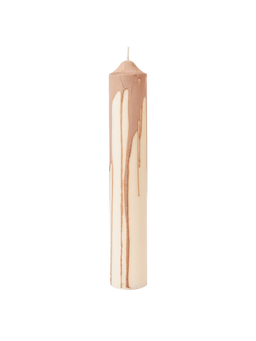 Dryp Pillar Candle in beige, large, off-white pillar with dripped colour down the sides