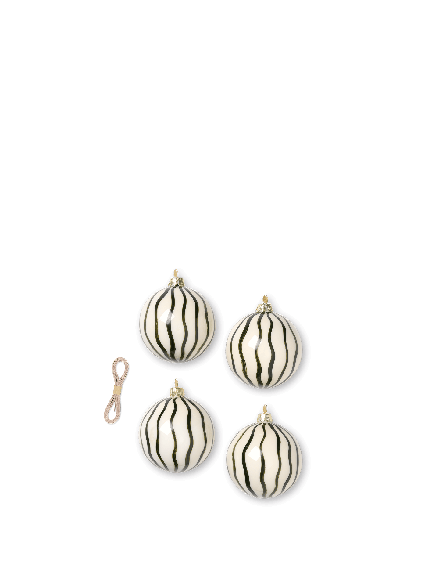 Christmas Glass Ornaments - Lines - Set of 4 - Green