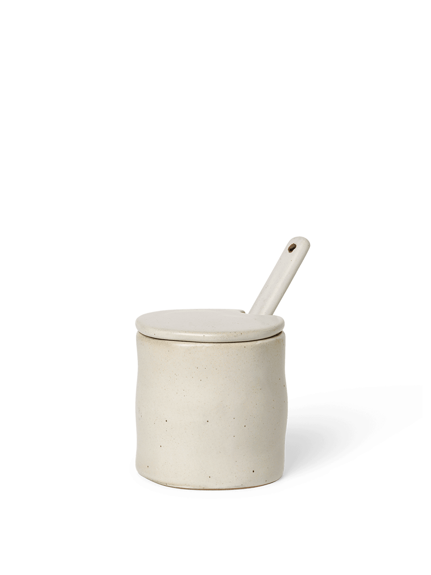 Flow Jar with Spoon - Off-White Speckle