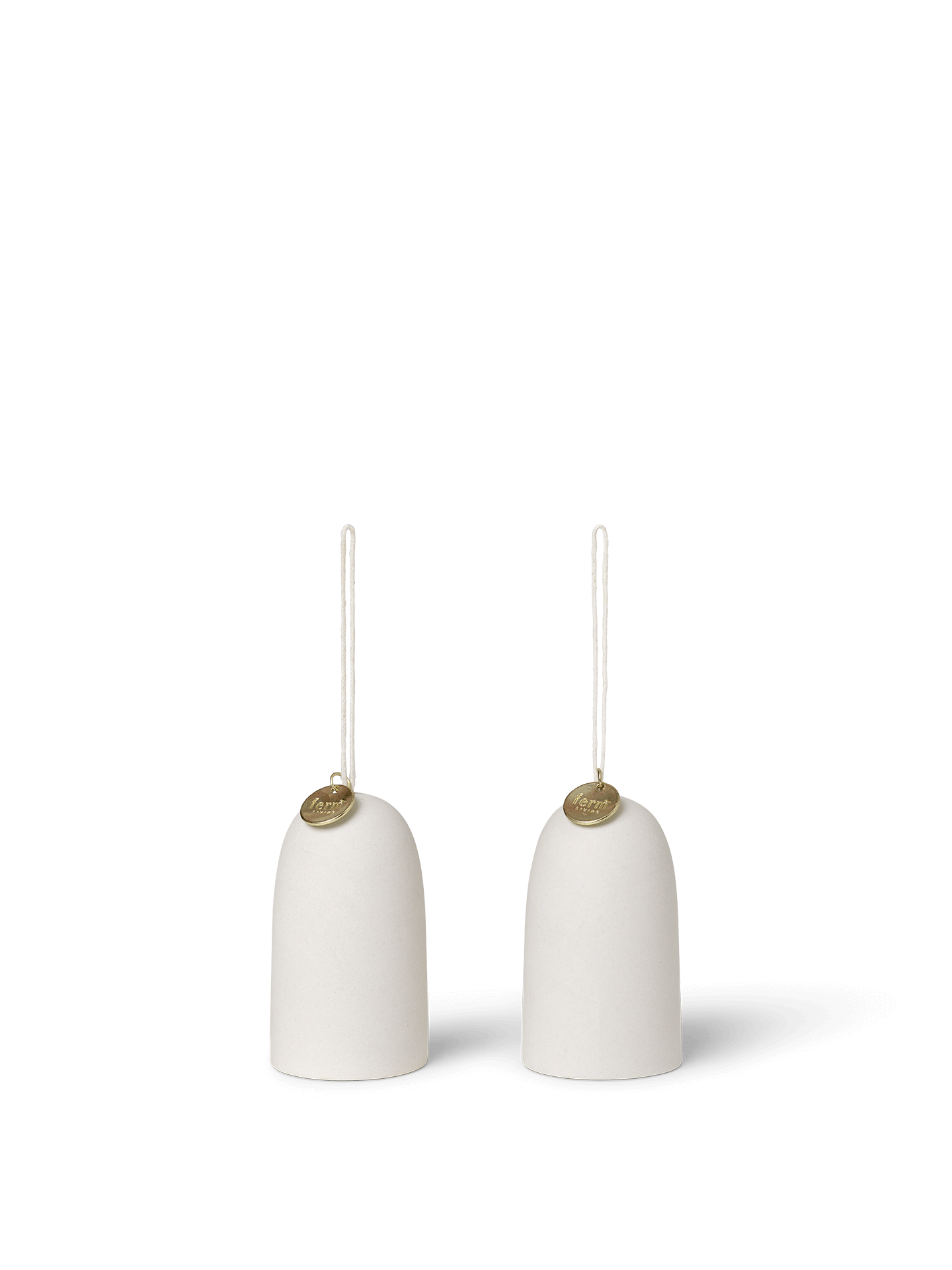 Bell Ceramic Ornament - Set of 2 - Off-White