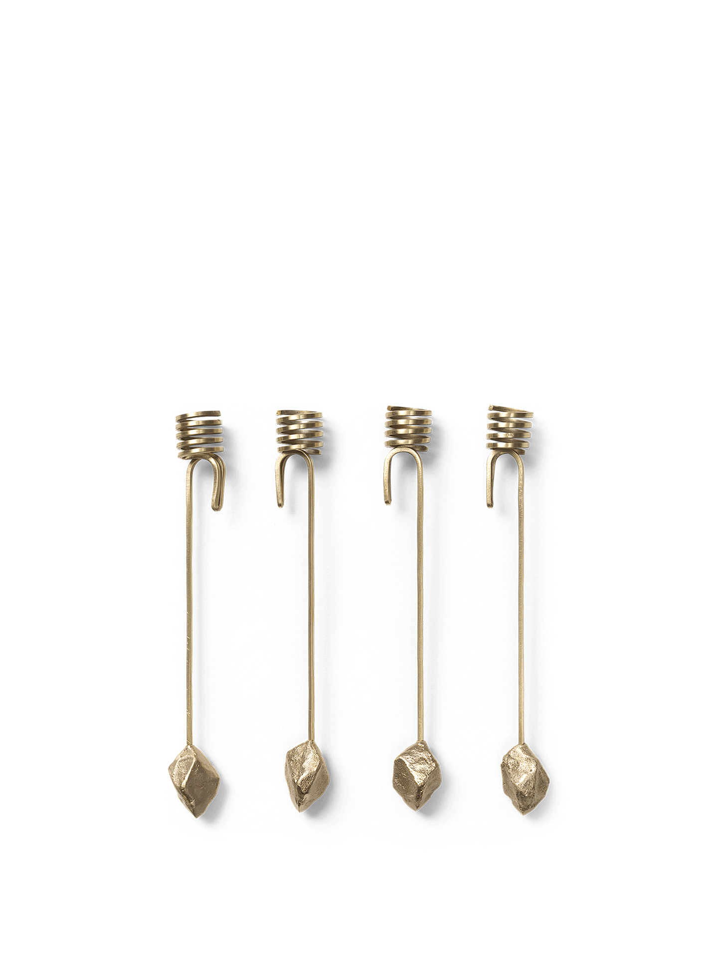 Stone Christmas Tree Candle Holders - set of 4 - Brass