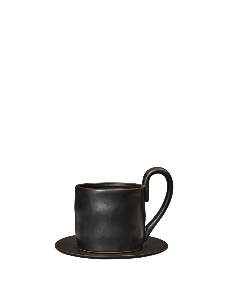 Flow Control Mug Flow Mug with Saucer - Black – Ferm Living