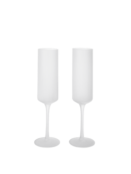 Ripple Champagne Flutes en givré, lot de 2 avec calices nervurés et pieds fins
