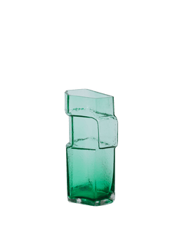 Muro Vase petit en vert recyclé, forme de blocs empilés en verre soufflé à la bouche