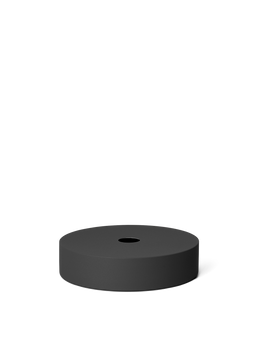 Record Shade in black, shallow drum-shaped pendant shade