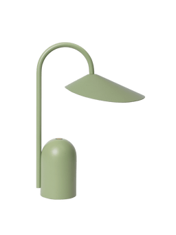Arum Portable Lamp in theegroen met gebogen handgreep en schuine kap
