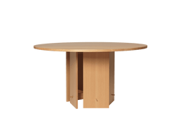 Aukko Dining Table Ø140 in Douglas fir, round top on a panelled base