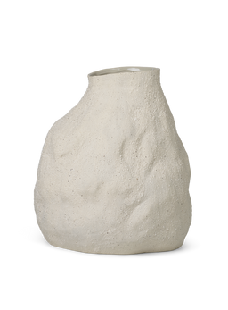 Vulca Vase groot in steenwit met korrelig getextureerd oppervlak