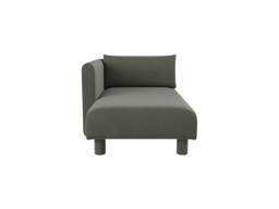 Dase Sofa Chaise Longue Left en velours riche vert pin avec pieds tapissés