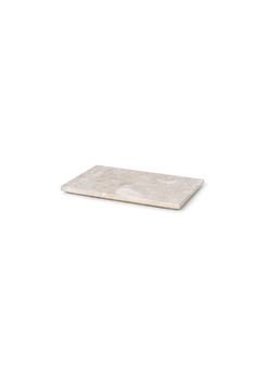Tray for Plant Box aus beigem Marmor, rechteckige Platte schräg von der Seite gesehen