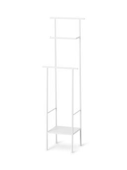 Dora Toilet Paper Stand blanc avec deux barres et une tablette inférieure