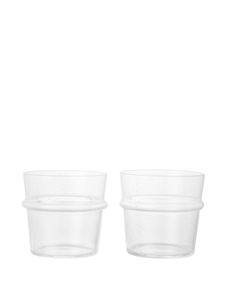 Boya Low Glasses set van 2 in transparant met belletjes, geribbelde glazen