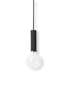 Socket Pendant High noir avec ampoule nue et anneau en laiton