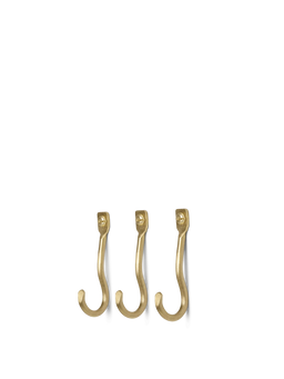 Curvature Hooks van messing, set van 3 gebogen wandhaken