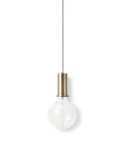 Socket Pendant Low en laiton avec câble textile et ampoule apparente