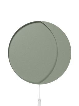 Neba Wall Lamp in Teegrün, runder versetzter mondförmiger Schirm mit Schnurdimmer