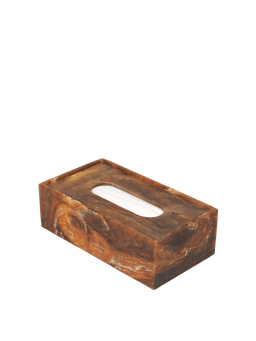 Mist Tissue Box in Sugar Kelp, rechteckige marmorierte Box aus Kunstharz mit ovaler Öffnung