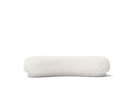 Rico Lounger Ottoman aus Off-White Bouclé mit abgerundeter, geschwungener Form