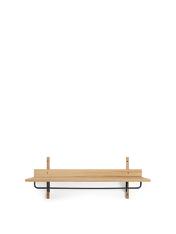 Sector Rack Shelf in natural oak with black brass hanging rail