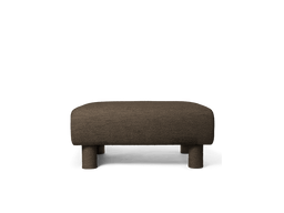 Dase Ottoman in dark brown soft bouclé with upholstered cylindrical legs