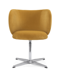 Rico Dining Chair en velours miel intense avec piètement étoile pivotant