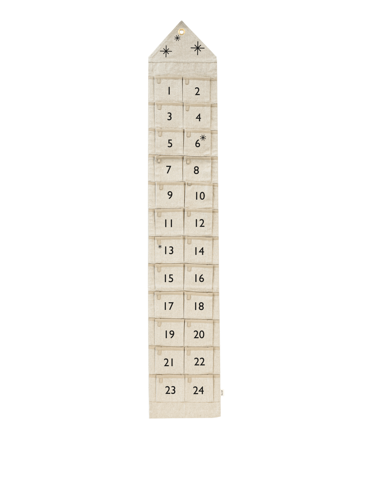 Star Christmas Calendar - Narrow - Sand/Black