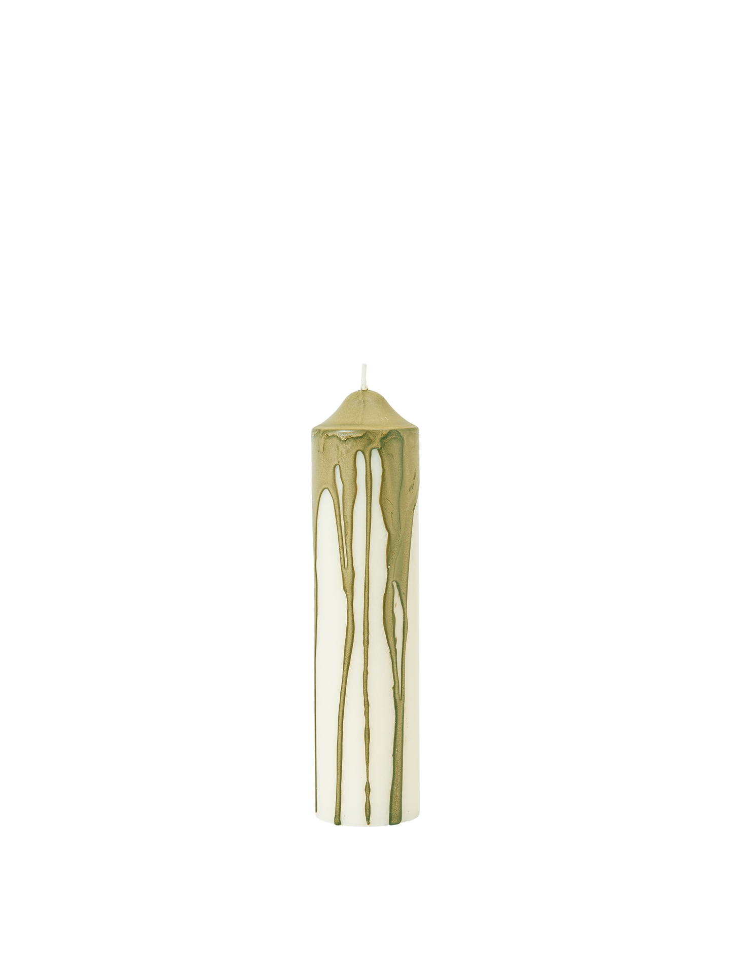Dryp Pillar Candle Small Olive Green