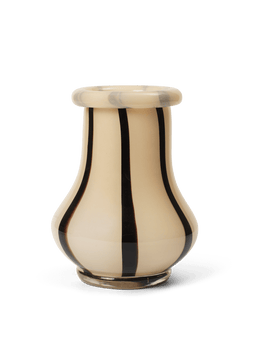Riban Vase medium en crème avec des rayures verticales foncées