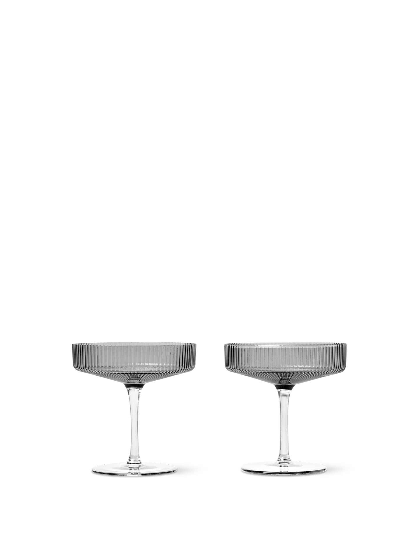 Ripple Champagne Saucers - Set of 2 - Smoked Grey