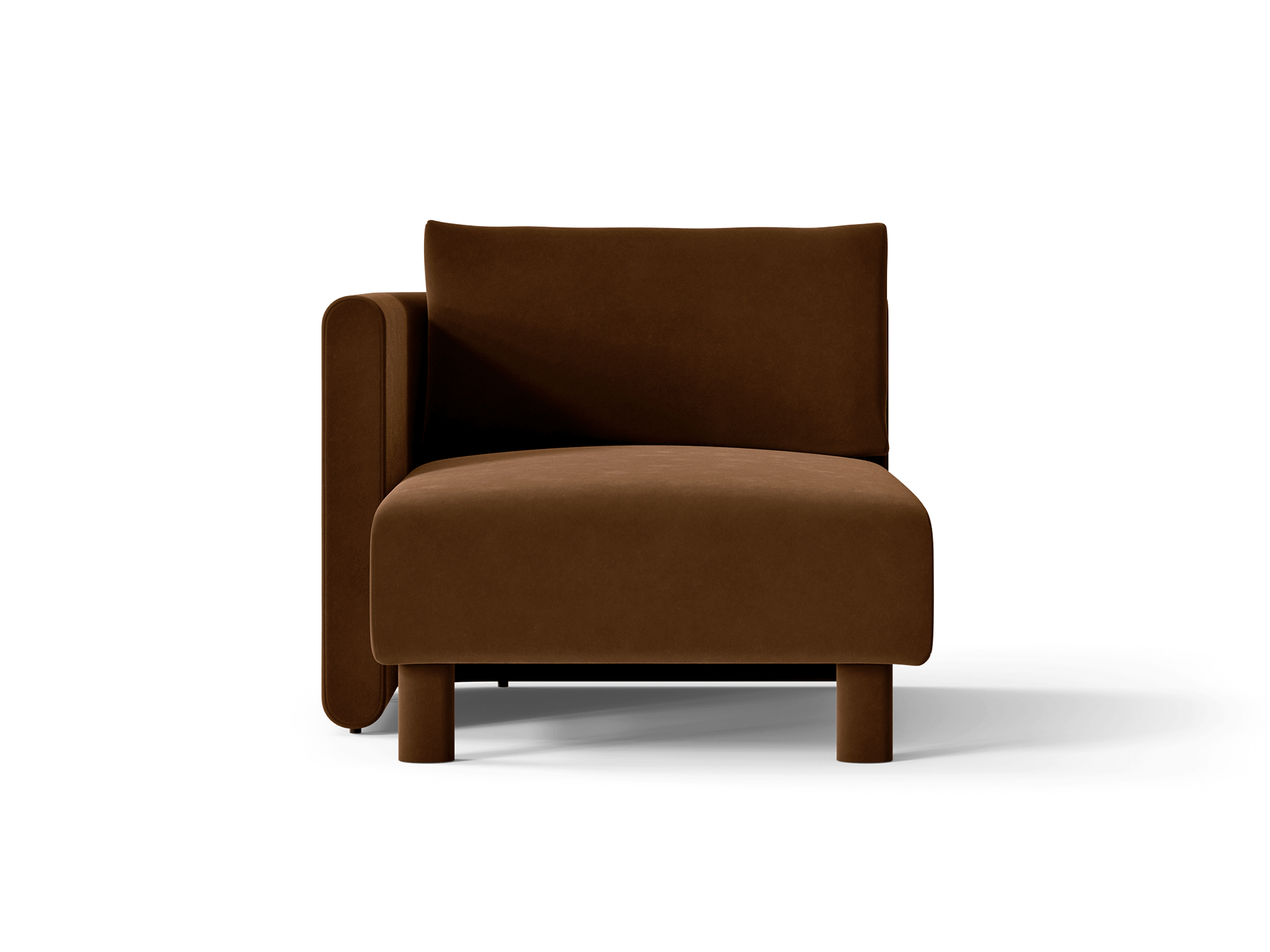 Dase Sofa Chaise Longue Left - Rich Velvet - Soft Brown