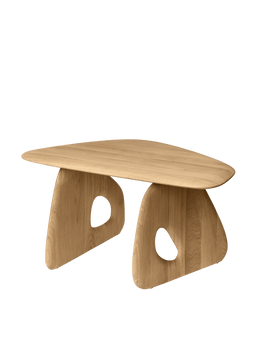 Oar Coffee Table groot in naturel eiken, gebogen blad op gevormde poten met uitsparing