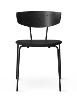 Herman Dining Chair in Schwarz mit Sitzfläche aus schwarzem Envy Leder und geschwungener Rückenlehne
