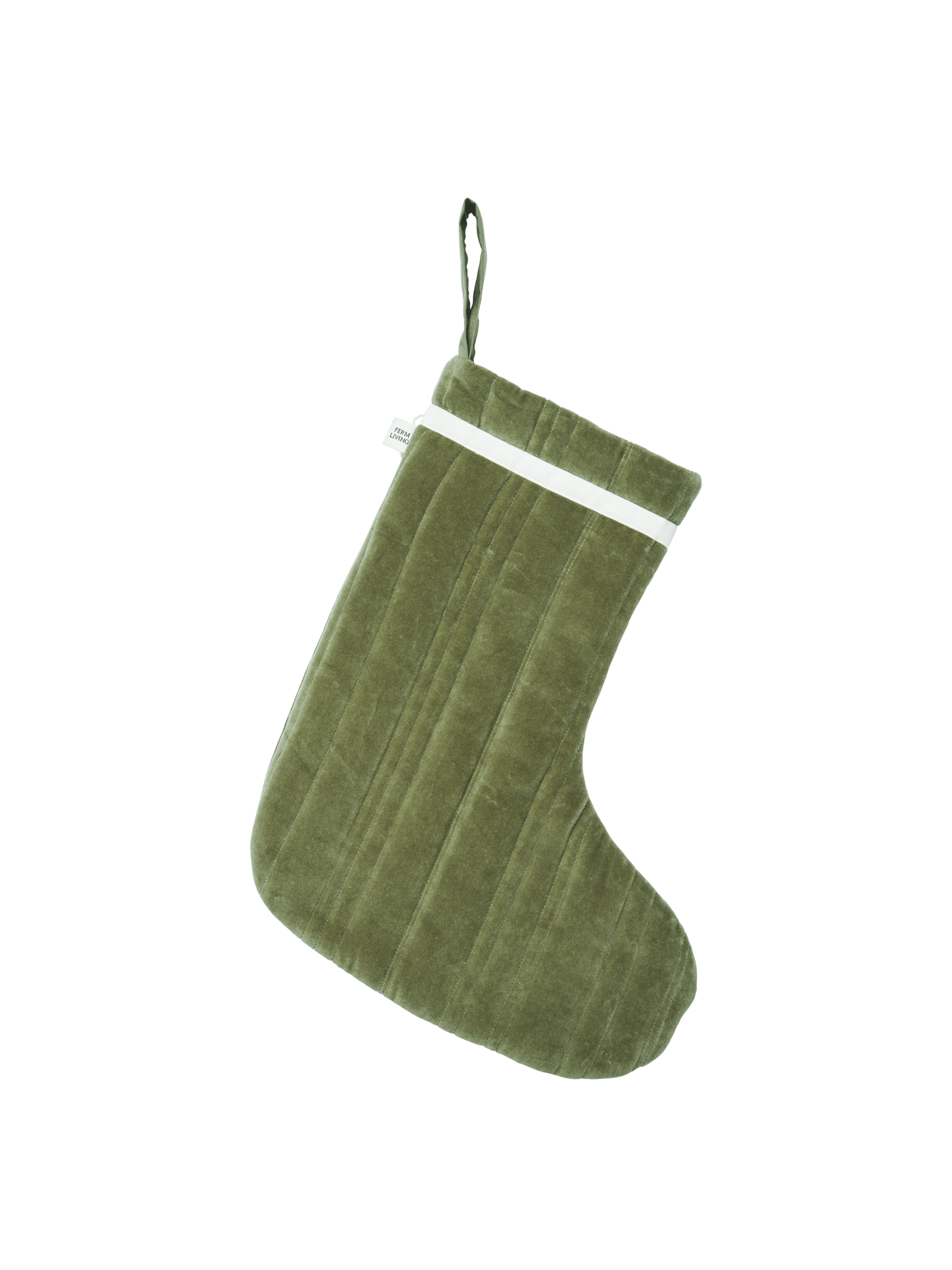 Vari Quilted Christmas Stocking - Velvet - Khaki