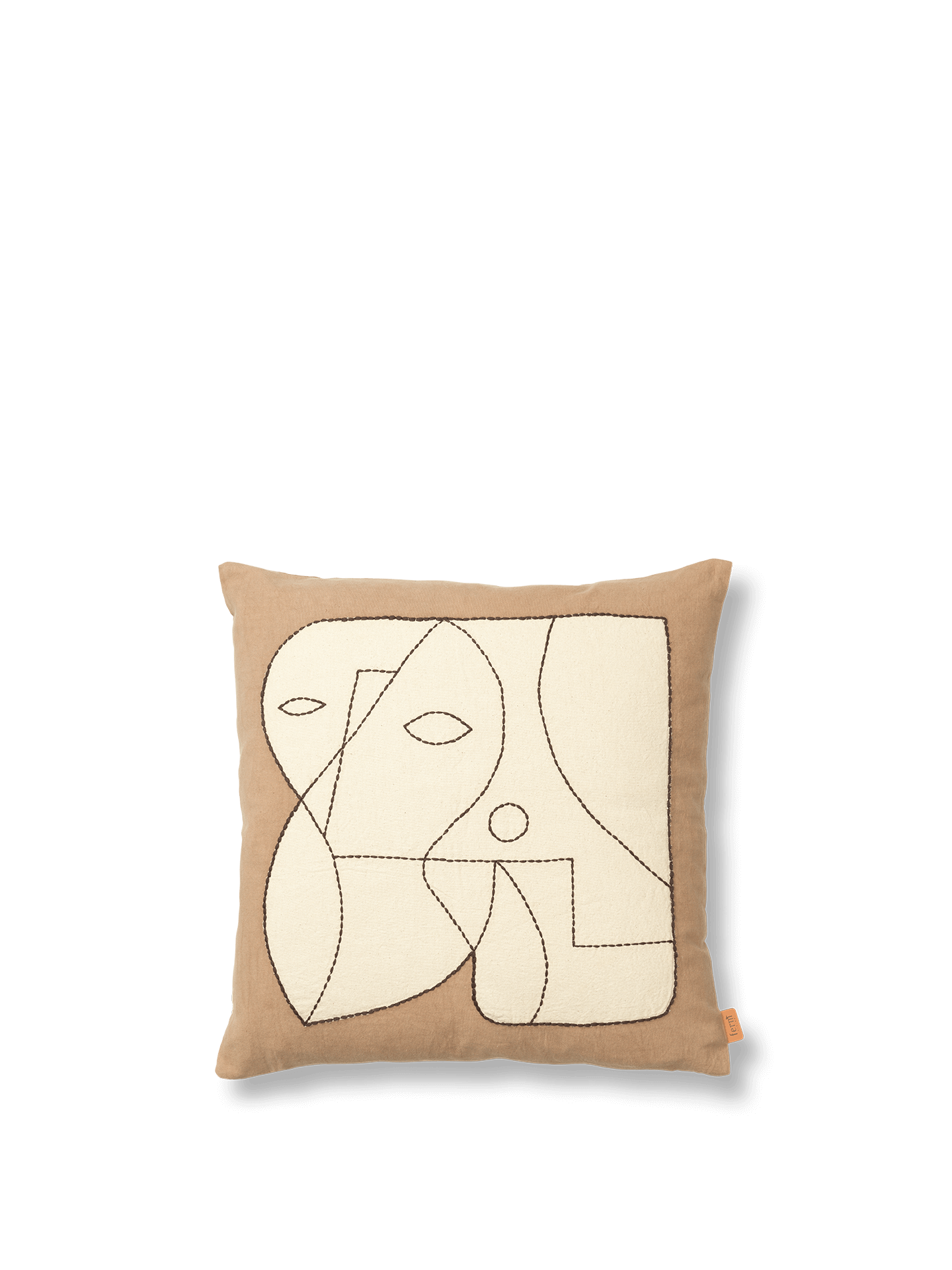Figure Cushion Cover - Dark Taupe/Off-White