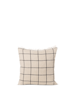 Calm Cushion in Camel/Schwarz mit Karomuster und Fransenkanten