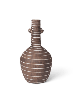 Brura Vase in coffee/white with striped terracotta body and small side ears