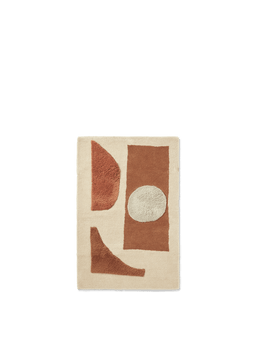 Bloco Tufted Rug en rose poudré et blanc cassé avec des formes touffetées abstraites