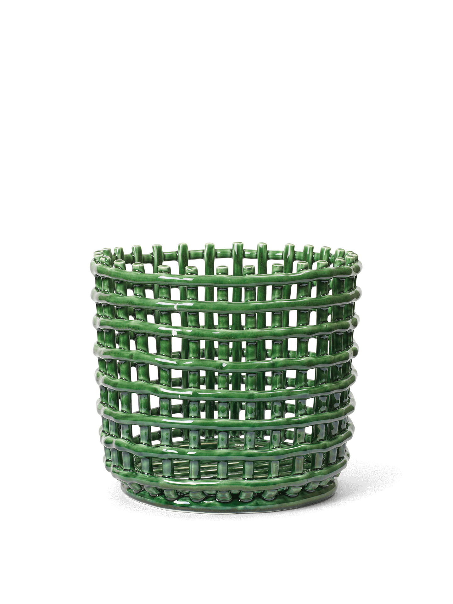 Ceramic Basket - Large - Emerald Green
