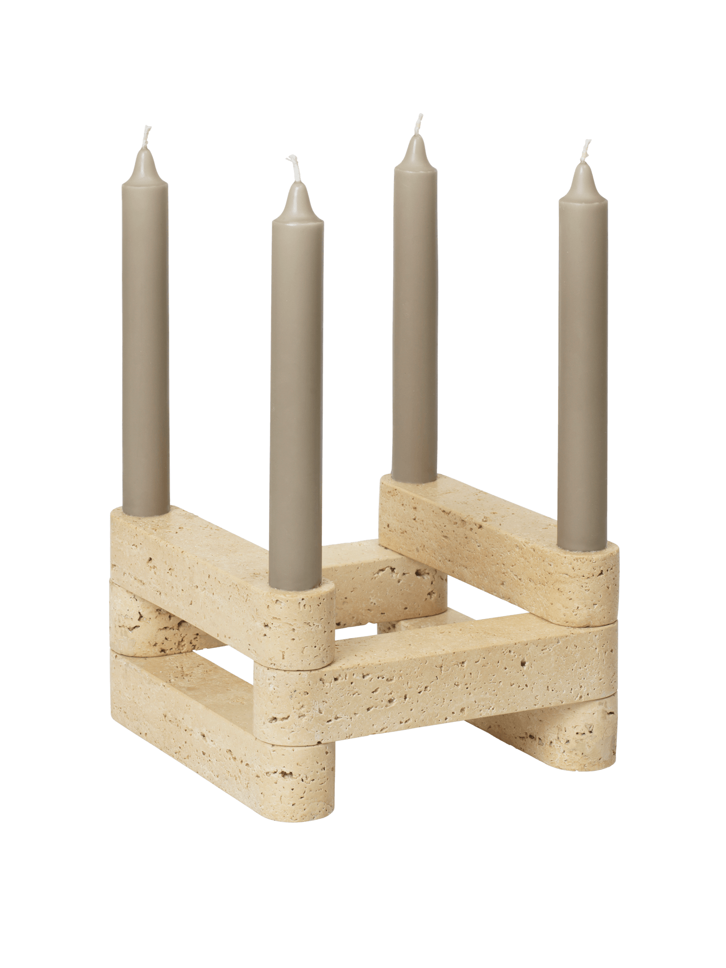 Newel Modular Candle Holder - Set of 6 - Travertine