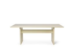 Rink Dining Table en coquille d'œuf avec bords arrondis et pieds en panneaux